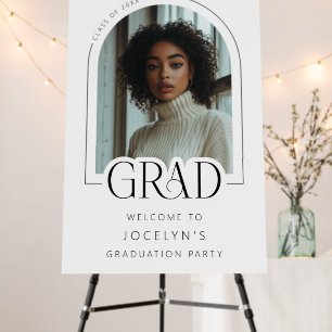 Black White Modern Arch Photo Grad Party Welcome Foam Board