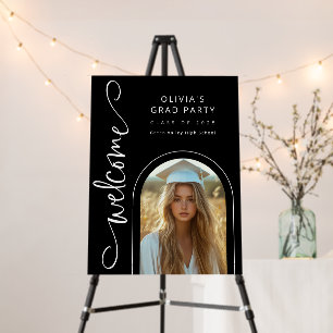 Black White Modern Arch Photo Grad Party Welcome Foam Board