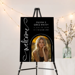 Black White Modern Arch Photo Grad Party Welcome Foam Board