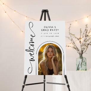 Black White Modern Arch Photo Grad Party Welcome Foam Board