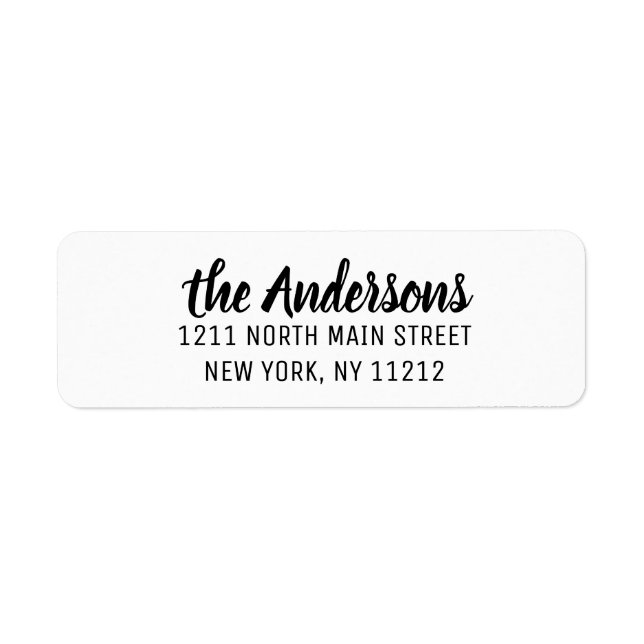 Black White Modern Artsy Cursive Script Label (Front)