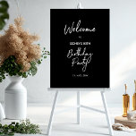 Black &amp; White Modern Birthday Party Welcome Sign at Zazzle