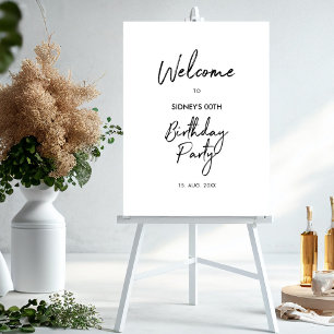 Black & White Modern Birthday Party Welcome Sign
