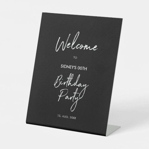 Black  White Modern Birthday Party Welcome Sign