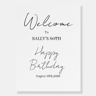 Black White Modern Birthday Sign