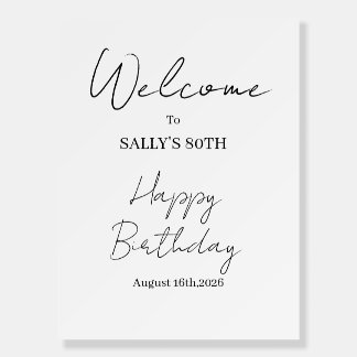 Black White Modern Birthday Sign