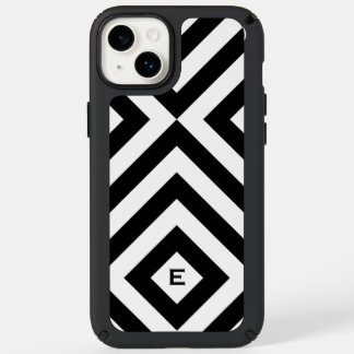 Black White Modern Bold Lines Monogrammed Speck iPhone 14 Plus Case