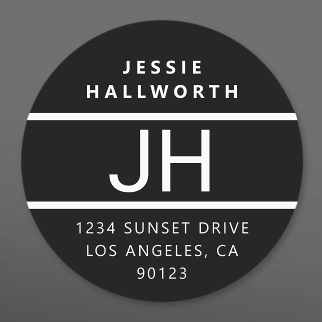 Black & White Modern Bold Monogram Waterproof Labels (Creator Uploaded)