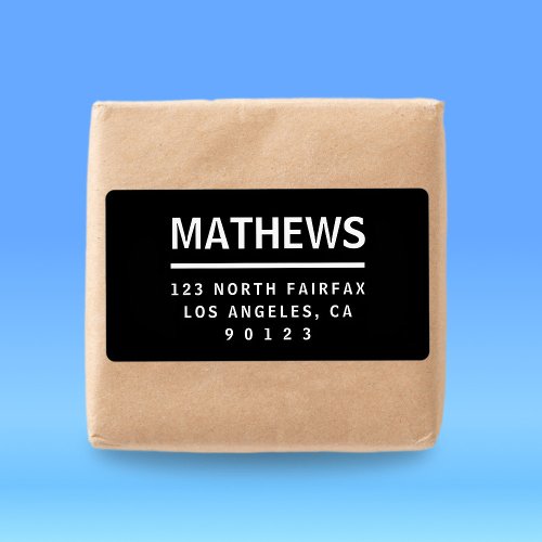 Black  White  Modern Bold Return Address Label