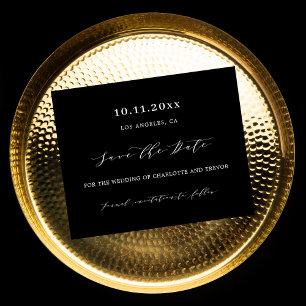 Black white modern budget wedding Save the Date Flyer
