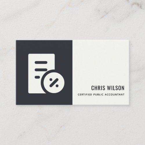 BLACK WHITE MODERN CALCULATION ACCOUNTING TAX ICON BUSINESS CARD