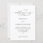 Black & White Modern Calligraphy 3 Wedding Invitation | Zazzle