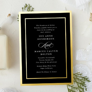 Black & White Modern Calligraphy Wedding Foil Invitation