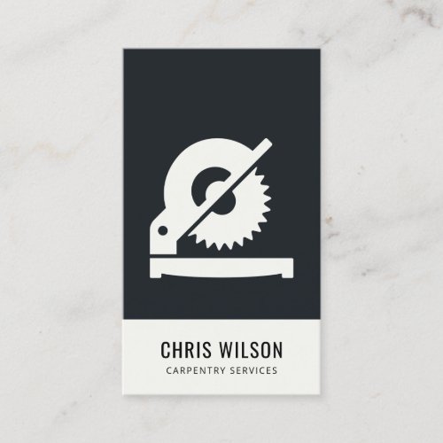BLACK  WHITE MODERN CARPENTRY SERVICES SAW TOOL BUSINESS CARD