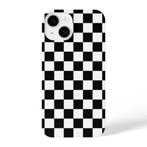 Black White Modern Checkered Checkerboard Pattern iPhone 14 Case