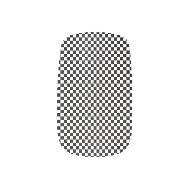 Black White Modern Checks Minx Nail Art (Left Thumb)