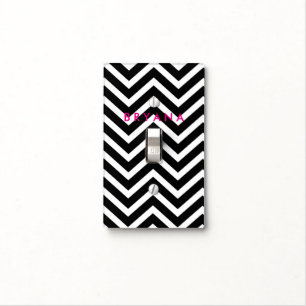 Black & White Modern Chevron Light Switch Cover