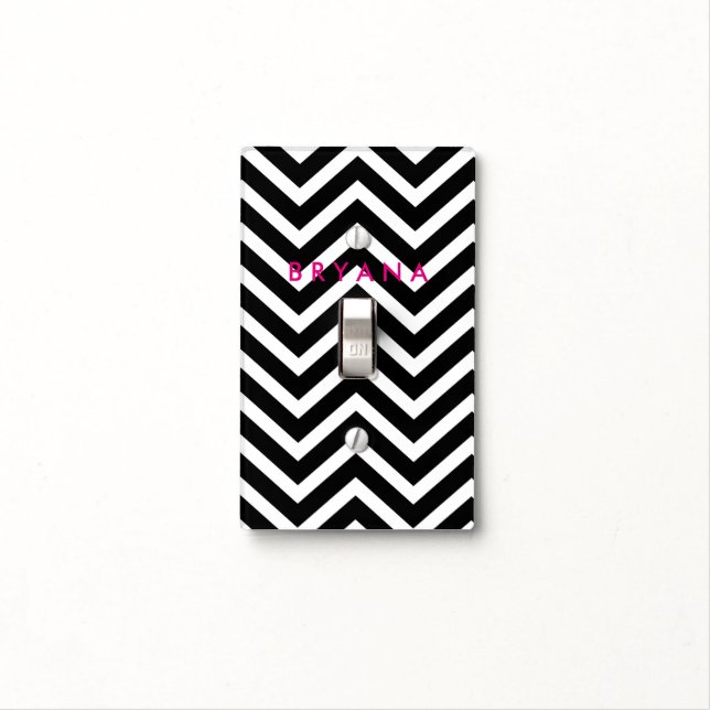 Black & White Modern Chevron Light Switch Cover (In Situ)