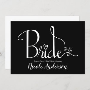 Black White Modern Chic Bride Bridal Shower Invitation