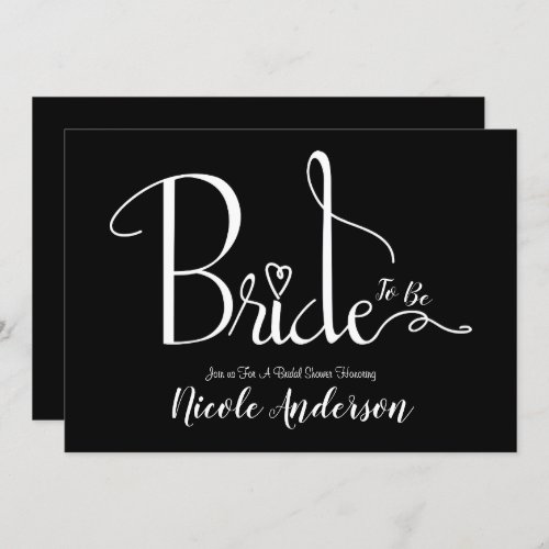 Black White Modern Chic Bride Bridal Shower Invitation