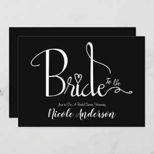 Black White Modern Chic Bride Bridal Shower Invitation
