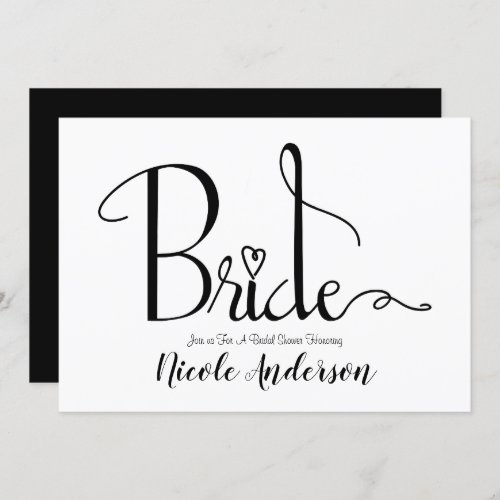 Black White Modern Chic Bride Bridal Shower Invitation