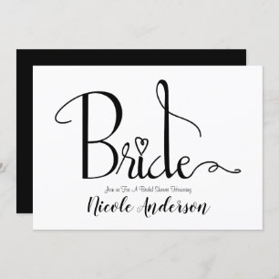 Black White Modern Chic Bride Bridal Shower Invitation