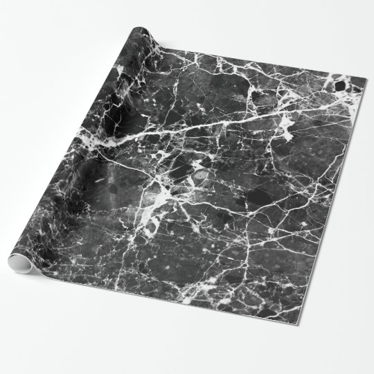 Black white modern chic marble texture patterns wrapping paper