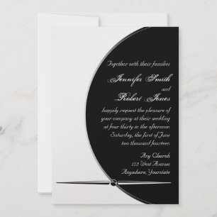 Black White Modern Circle Posh Wedding Invitation