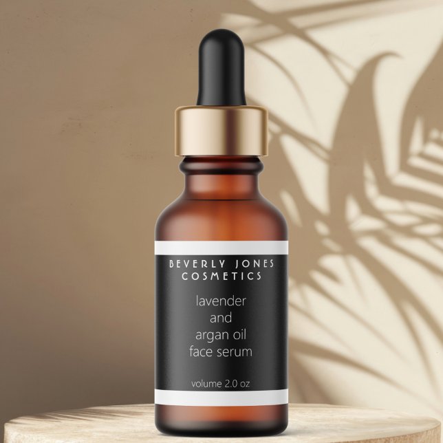 Black & White Modern Cosmetics Dropper Bottle Label (Creator Uploaded)