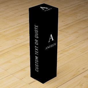 Black White Modern Custom Personalized Gift Wine B Box