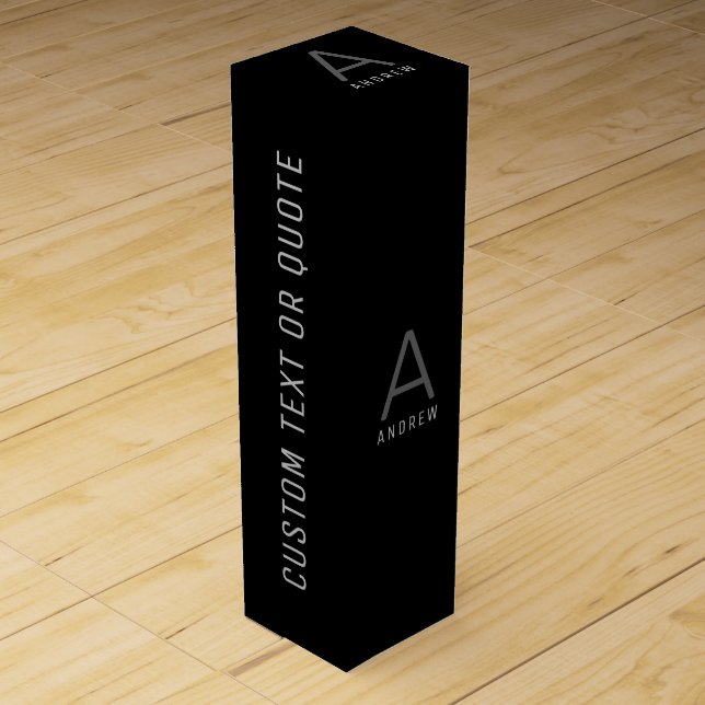 Black White Modern Custom Personalized Gift  Wine Box (Front)