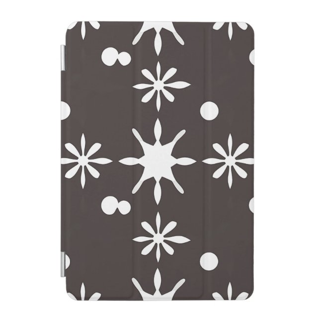 Black White Modern Daisy Pattern iPad Mini Cover (Front)