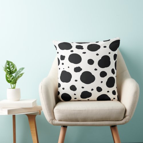 black white modern dalmatian spots animal pattern throw pillow