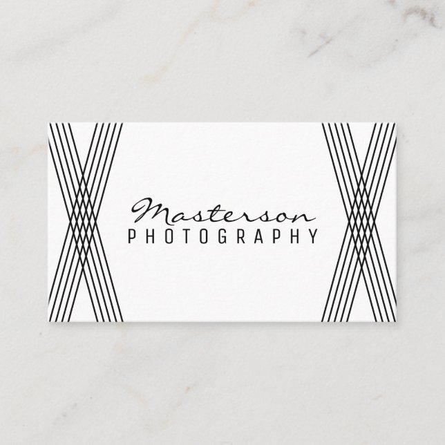 Black & White Modern Deco Business Card (Front)