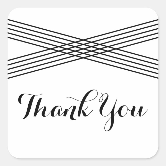 Black White Modern Deco Thank You Stickers (Front)