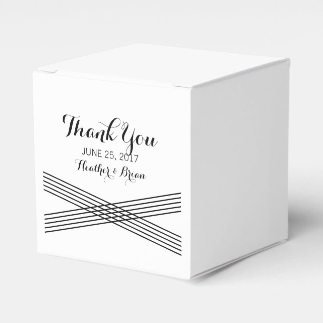 Black White Modern Deco Wedding Favor Boxes (Front Side)