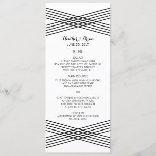 Black White Modern Deco Wedding Menu