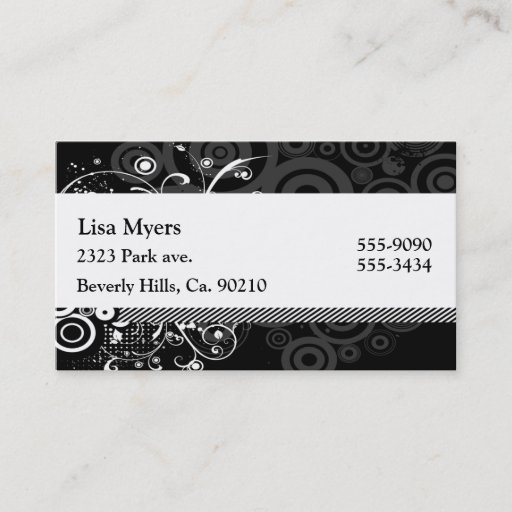 Customizable Black &amp; White Modern Dots &amp; Vines Abstract Business Cards