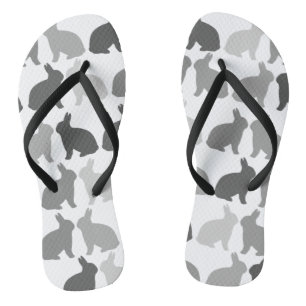 Black White Modern Easter Bunny Rabbit Flip Flops