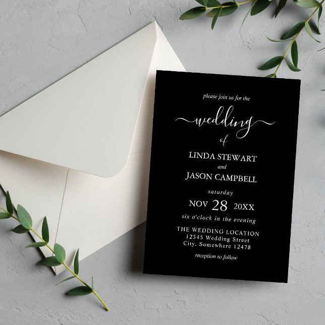 Black & White Modern Elegance Minimalist Wedding Invitation (Creator Uploaded)
