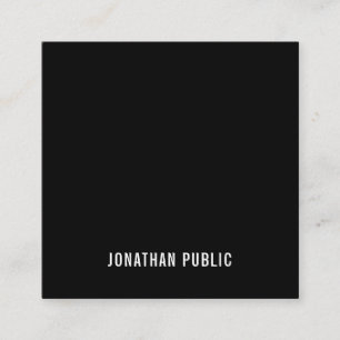 Black White Modern Elegant Minimalist Plain Cool Square Business Card