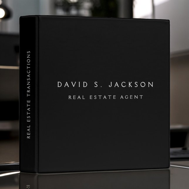 Black White Modern Elegant Professional Classy 3 Ring Binder (Creator Uploaded)