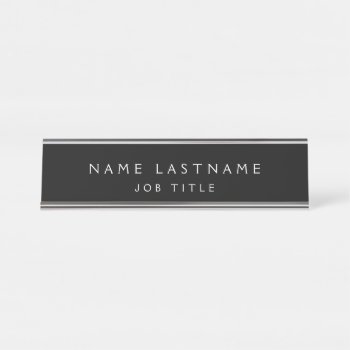 Black White Modern Elegant Professional Classy Desk Name Plate by Hot_Foil_Creations at Zazzle