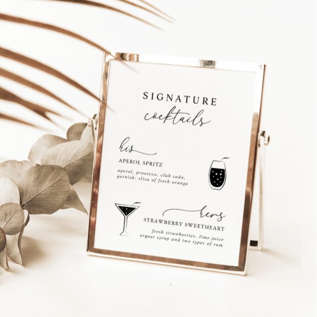 Black White Modern Elegant Signature Drinks Sign (Creator Uploaded)