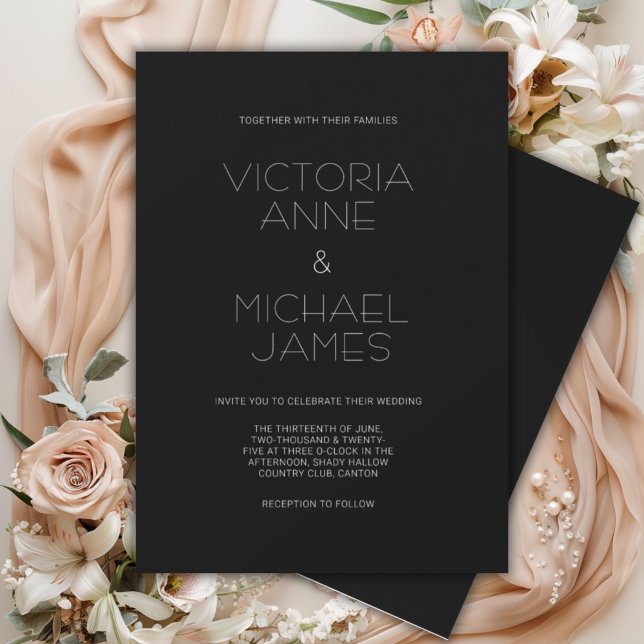 Black & White Modern Elegant Wedding Invitation (Creator Uploaded)