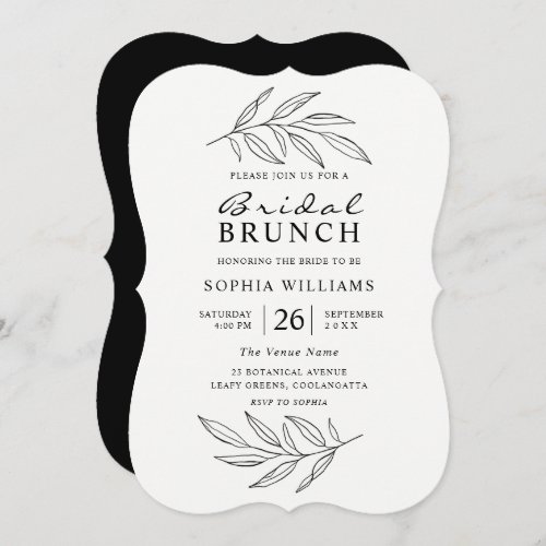 Black  White Modern Fine Art Bridal Shower Brunch Invitation