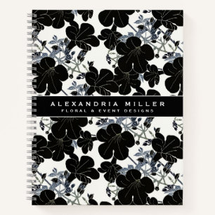Black & White Modern Floral   Personalized Notebook