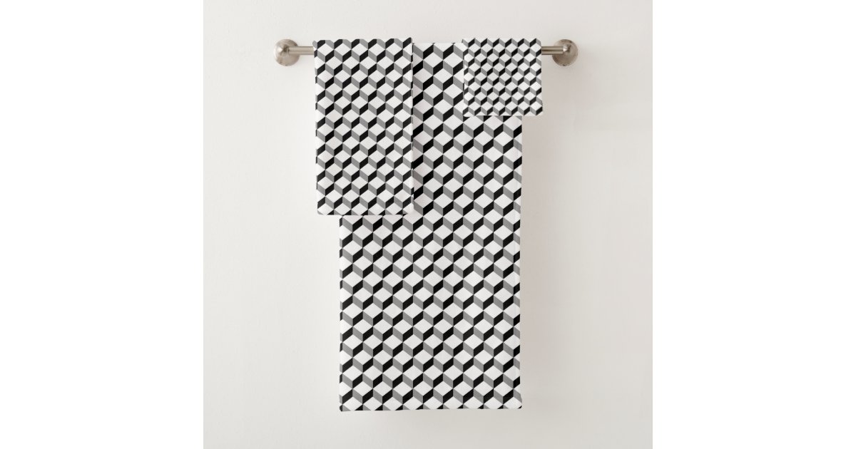 Black & Yellow Geometric Funky Modern Pattern Bath Towel Set, Zazzle