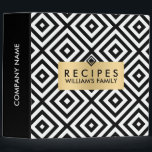Black & White Modern Geometric Gold Accent 3 Ring Binder<br><div class="desc">Elegant Elegant modern black on white geometric seamless pattern with gold accent.
Any color combination can be requested.
Free text formatting is available with live telephone help by email request.</div>